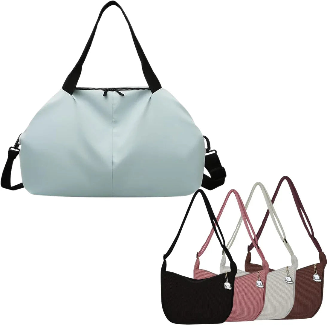 Multifunctional Travel Duffel Large Bag Vacation, Gym, Sports Water Resistant, Lightweight with Zipper, Buy 1 Duffel, Get 1 Free Shoulder Bag (Random Color Included) - Mode Blend