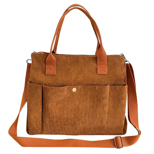 Versatile Corduroy Canvas Side Bag and Crossbody Tote, Perfect for College, Work, Travel, and Daily Use, Pack of 1 - Mode Blend