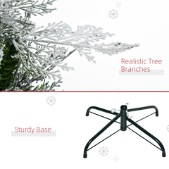 6ft Snow Flocked Artificial Christmas Tree Pencil Shape, Flame Retardant PVC, Metal Stand
