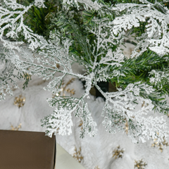 6ft Snow Flocked Artificial Christmas Tree Pencil Shape, Flame Retardant PVC, Metal Stand