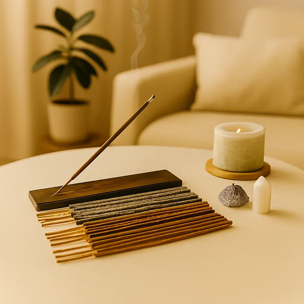 6 Fragrance Gift Pack with Burner – Passion, Rose, Lavender, Exotic, Loban & Sandalwood – Aromatherapy Incense Gift Set for Home, Relaxation, Meditation & Gifting - Mode Blend