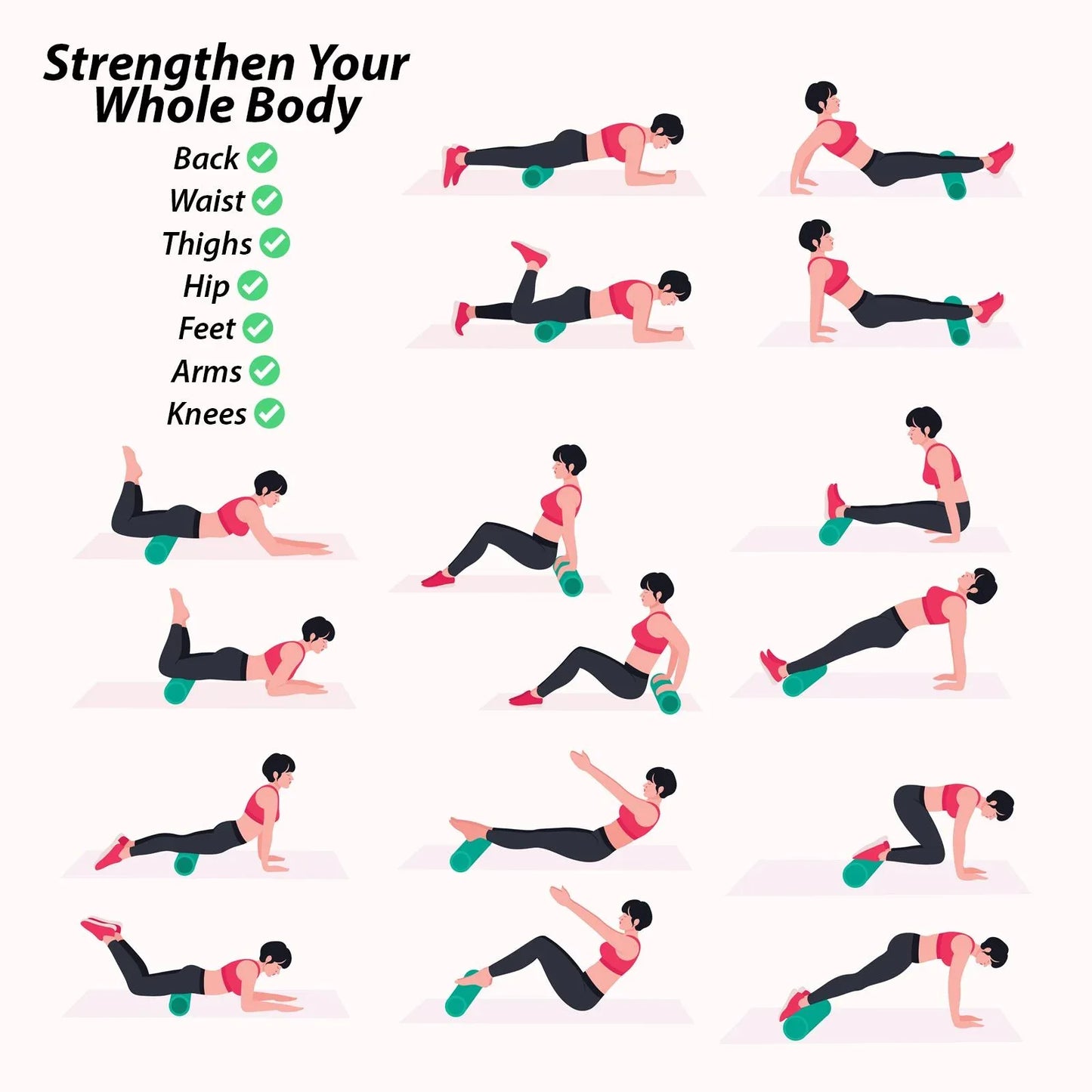 Foam Fitness Roller (30cm x 13cm) – High-Density EVA Massage Roller for Deep Tissue Muscle Recovery, Gym Training & Pain Relief - Mode Blend