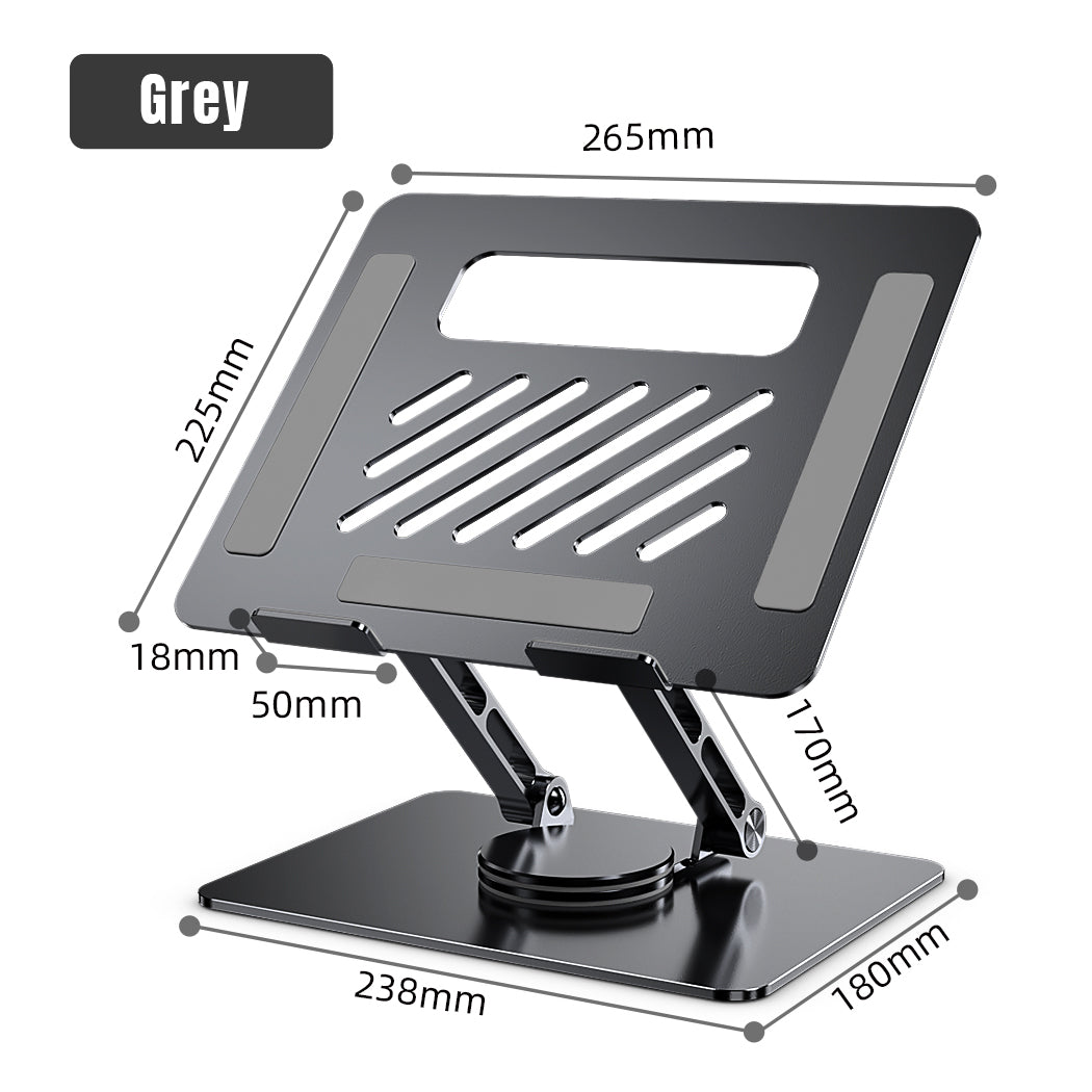 Mode Blend Adjustable Laptop Stand with 360° Rotating Base, Ergonomic Foldable Computer Stand for Desk, Compatible with Laptops/Tablets 11-17.3 Inches, Black and Grey - Mode Blend