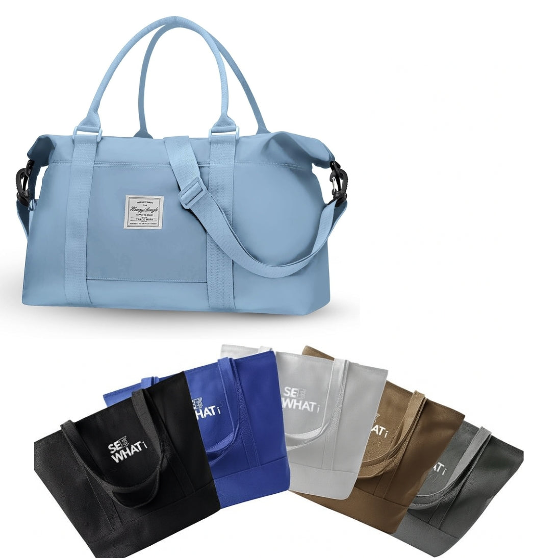 Large Capacity Duffel Travel Bag for Women and Men with Shoulder Strap – Lightweight Foldable Weekender Gym Bag Carry-On for Airplane – Includes Free Bonus Tote Bag in Assorted Colors