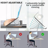 Laptop Stand Aluminum Alloy, Foldable & Lightweight, Adjustable 7 Angles (15°-45°), Ergonomic & Anti-Slip, Heat Dissipation, Supports 10"-15.6" Laptops up to 40 lbs, Perfect for Office, Home, Travel & Study - Mode Blend