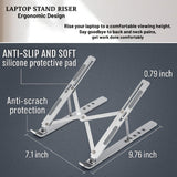Laptop Stand Aluminum Alloy, Foldable & Lightweight, Adjustable 7 Angles (15°-45°), Ergonomic & Anti-Slip, Heat Dissipation, Supports 10"-15.6" Laptops up to 40 lbs, Perfect for Office, Home, Travel & Study - Mode Blend