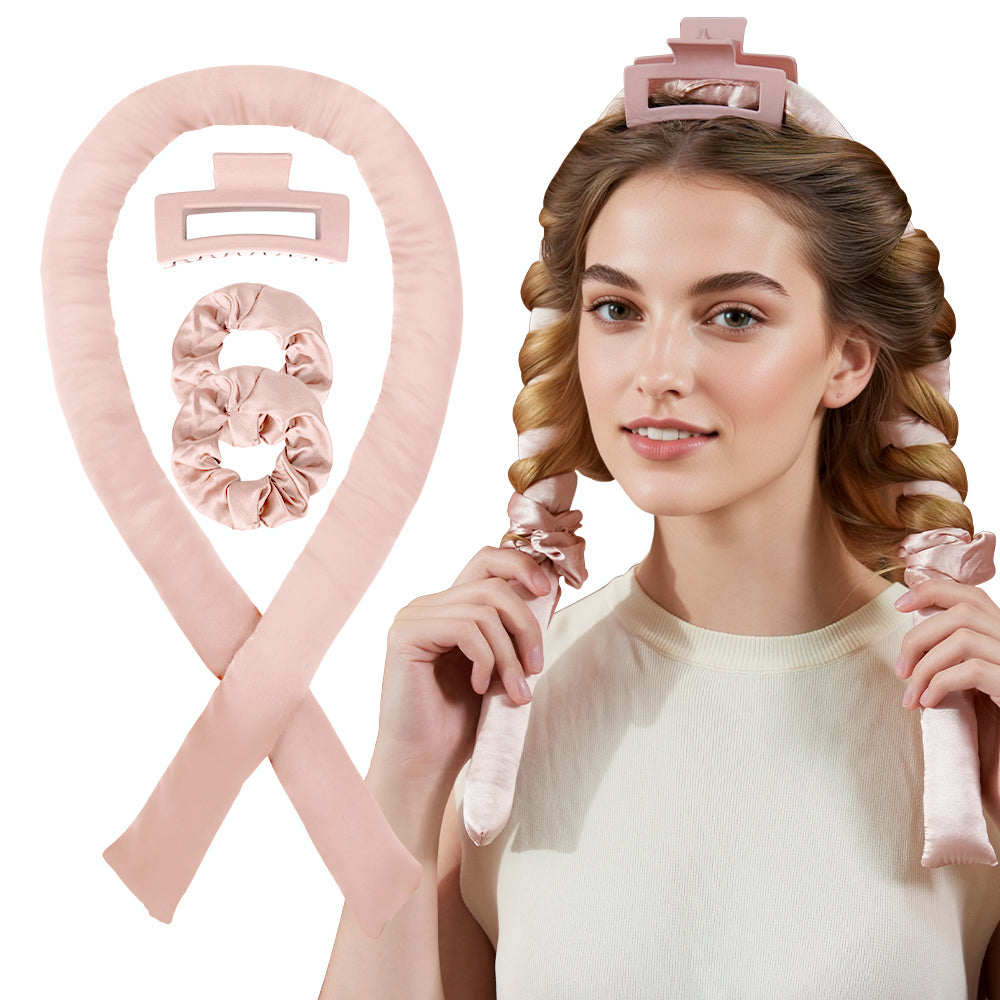 Satin Heatless Curling Set, Sponge Curling Rod Headband, No Heat Curlers for Long Hair, Women Heatless Curls, High Resilience Soft & Comfortable Sleep