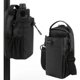 Mode Blend Magnetic Unisex Hands Free Gym & Travel Crossbody Bottle Sling Bag with Lockable Zippers, Magnetic Attachment for Hygiene & Convenience, Black - Mode Blend