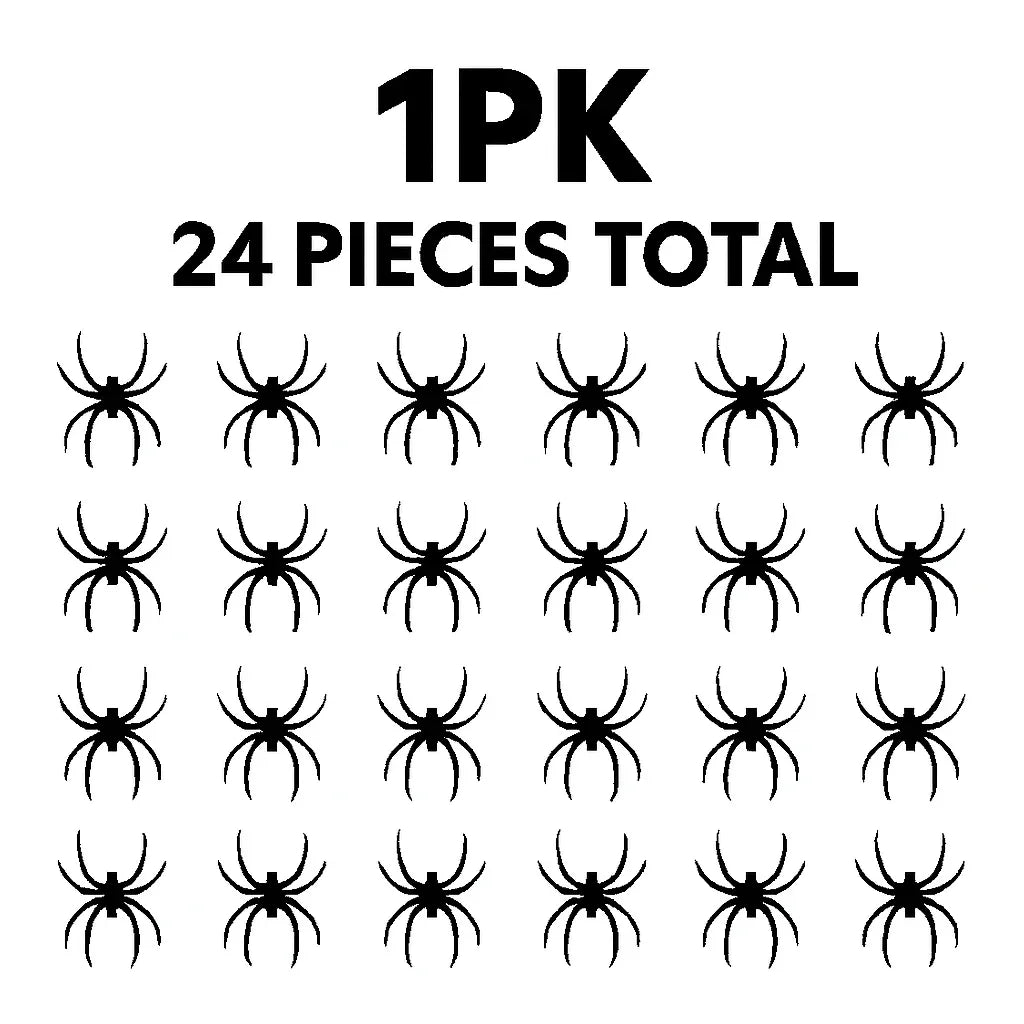 Halloween 24pcs Realistic Black Plastic Spiders – Scary Party Decorations, Haunted House Props & Prank Toys for Halloween Décor - Mode Blend