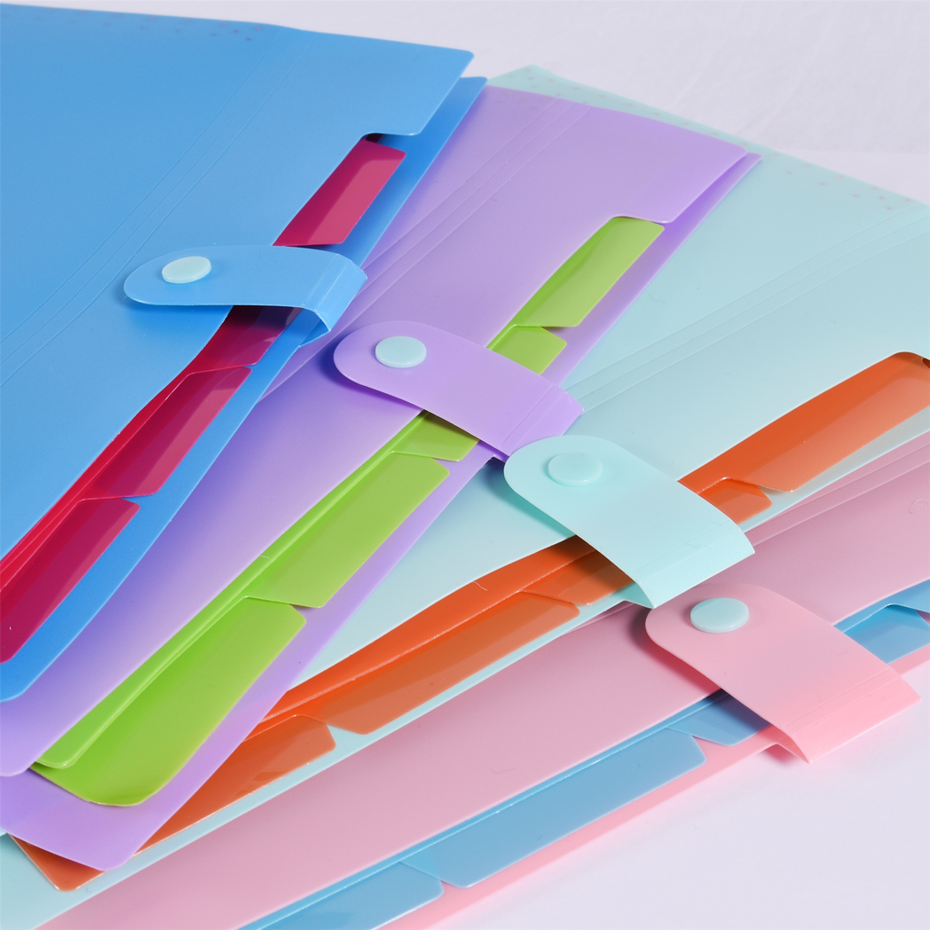 File Organiser 4 Compartment A4 Document Folder Set Waterproof Tear Resistant PP Material Pack of 4