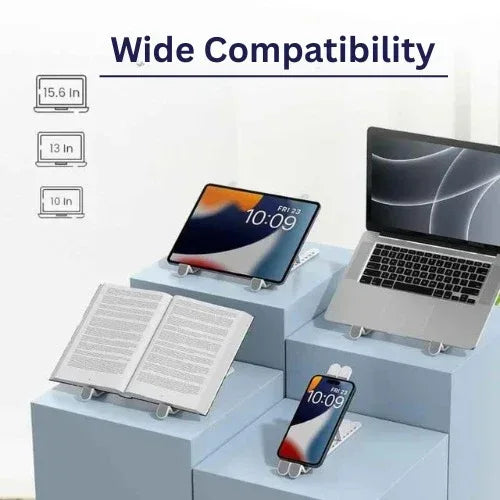Laptop Stand Aluminum Alloy, Foldable & Lightweight, Adjustable 7 Angles (15°-45°), Ergonomic & Anti-Slip, Heat Dissipation, Supports 10"-15.6" Laptops up to 40 lbs, Perfect for Office, Home, Travel & Study - Mode Blend