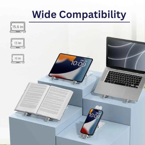 Laptop Stand Aluminum Alloy, Foldable & Lightweight, Adjustable 7 Angles (15°-45°), Ergonomic & Anti-Slip, Heat Dissipation, Supports 10"-15.6" Laptops up to 40 lbs, Perfect for Office, Home, Travel & Study