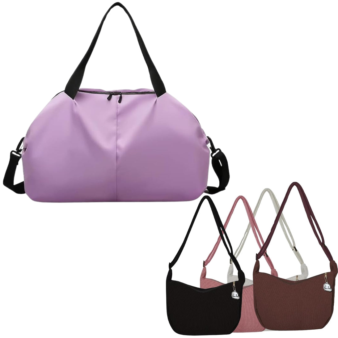 Multifunctional Travel Duffel Large Bag Vacation, Gym, Sports Water Resistant, Lightweight with Zipper, Buy 1 Duffel, Get 1 Free Shoulder Bag (Random Color Included)