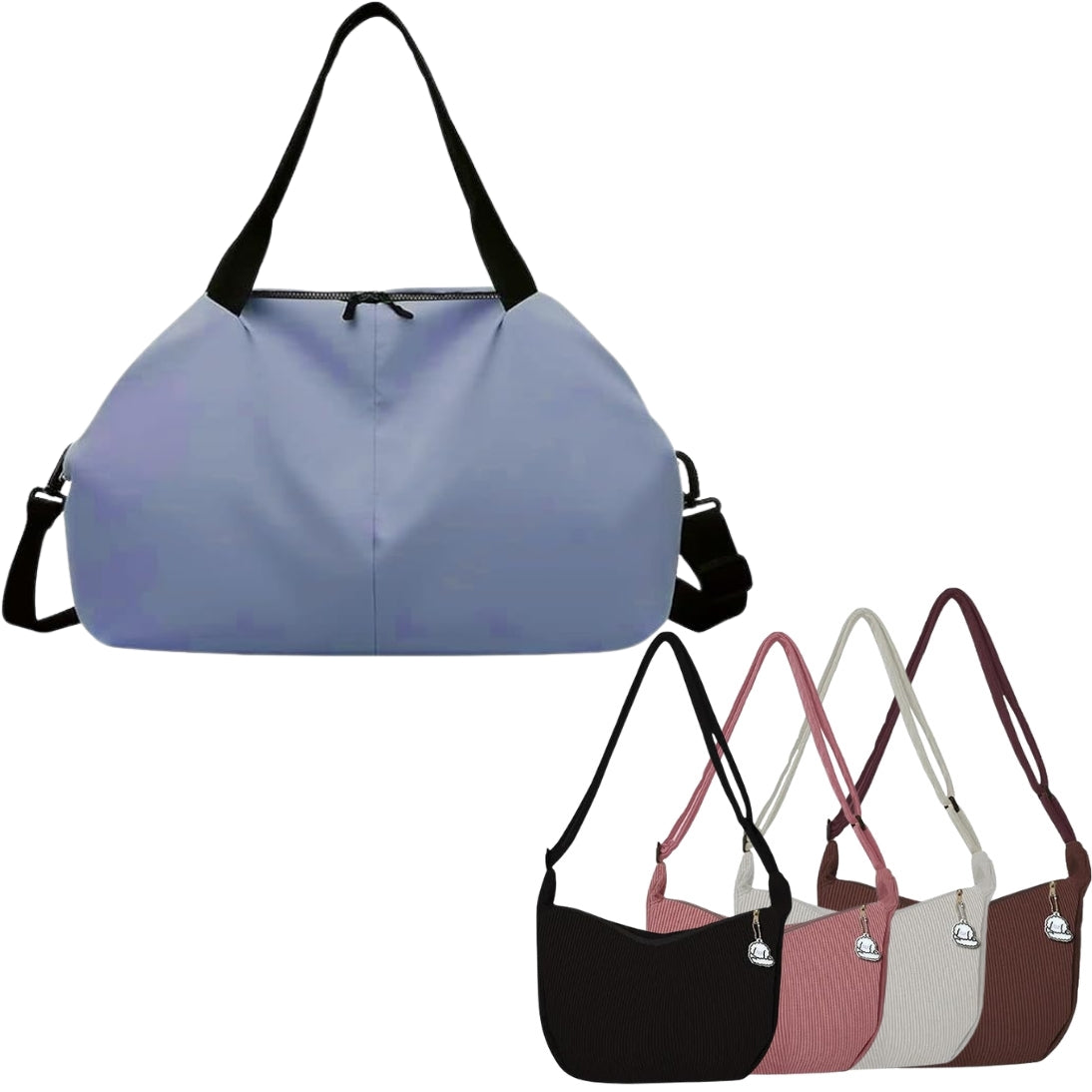 Multifunctional Travel Duffel Large Bag Vacation, Gym, Sports Water Resistant, Lightweight with Zipper, Buy 1 Duffel, Get 1 Free Shoulder Bag (Random Color Included)