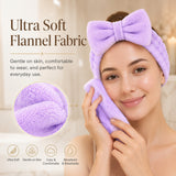 Spa Headband for Women, Soft Flannel Bow Headband for Face Washing, Shower, Makeup, Skincare & Beauty Routine, Stretchy Hair Band for Daily Use