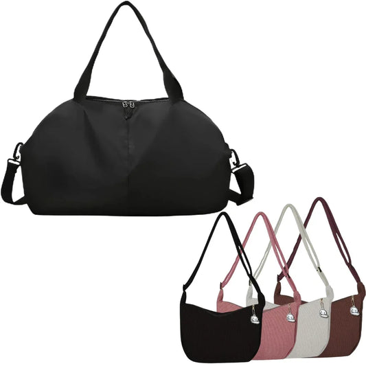 Multifunctional Travel Duffel Large Bag Vacation, Gym, Sports Water Resistant, Lightweight with Zipper, Buy 1 Duffel, Get 1 Free Shoulder Bag (Random Color Included) - Mode Blend