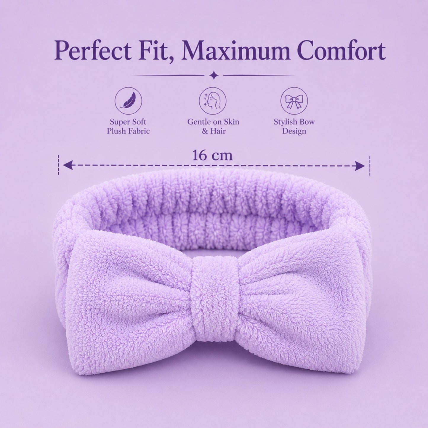 Spa Headband for Women, Soft Flannel Bow Headband for Face Washing, Shower, Makeup, Skincare & Beauty Routine, Stretchy Hair Band for Daily Use