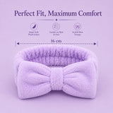 Spa Headband for Women, Soft Flannel Bow Headband for Face Washing, Shower, Makeup, Skincare & Beauty Routine, Stretchy Hair Band for Daily Use