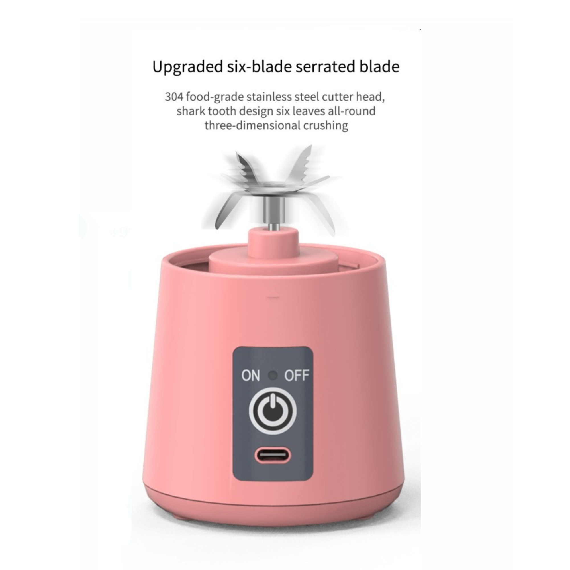 Portable USB Blender Rechargeable, 400ml, 6-Blade, Smoothie & Protein Shake Maker