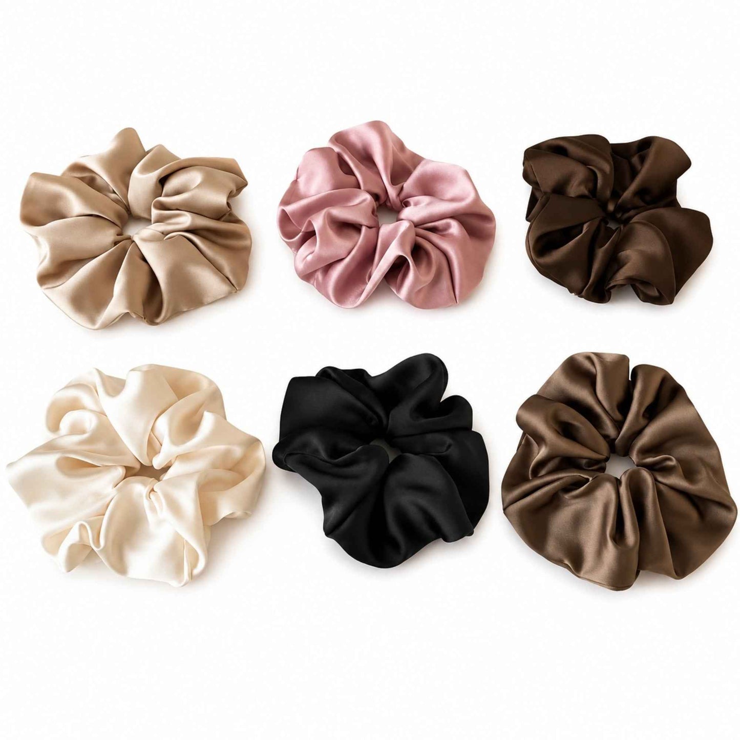 Scrunchies for Women Girls, Satin Hair Scrunchies Softer Than Silk Hair Ties, Big Scrunchy Ponytail Holder with Elastic Hair Bands for Thick Thin Curly Hair -6 Pack