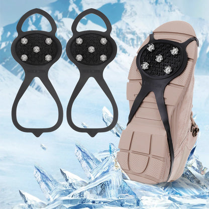 Gripper Spikes for Shoes, TPR Ice Grips with 5 Stainless Steel Studs, Free Size (Shoe Size 4.5-9.5), Non-Slip Crampons for Snow & Ice