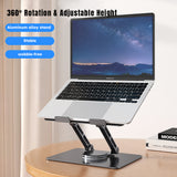 Mode Blend Adjustable Laptop Stand with 360° Rotating Base, Ergonomic Foldable Computer Stand for Desk, Compatible with Laptops/Tablets 11-17.3 Inches, Black and Grey - Mode Blend
