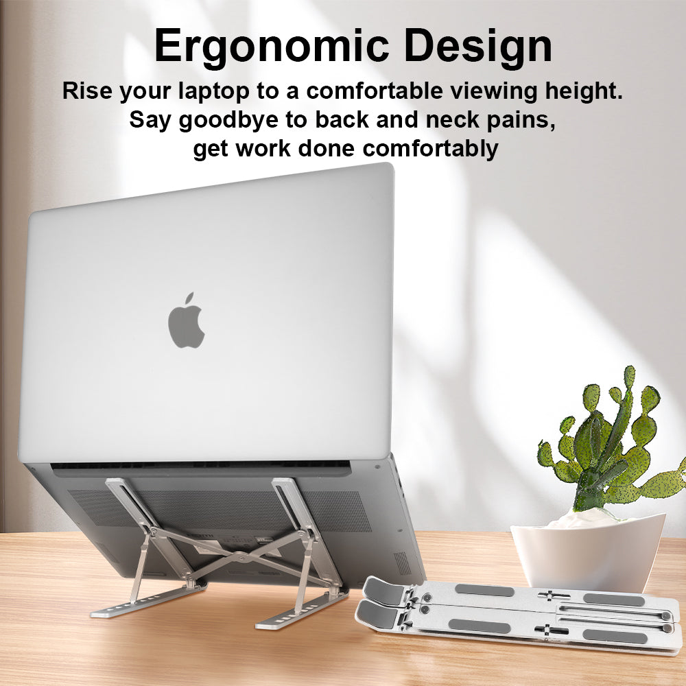 Mode Blend Laptop Stand Aluminum Alloy, Foldable & Lightweight, Adjustable 7 Angles (15°-45°), Ergonomic & Anti-Slip, Heat Dissipation, Supports 10"-15.6" Laptops up to 40 lbs, Perfect for Office, Home, Travel & Study