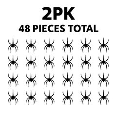 Halloween 2 x 24pcs Realistic Black Plastic Spiders Party Decorations & Prank Props