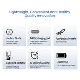 Portable USB Blender Rechargeable, 400ml, 6-Blade, Smoothie & Protein Shake Maker - Mode Blend