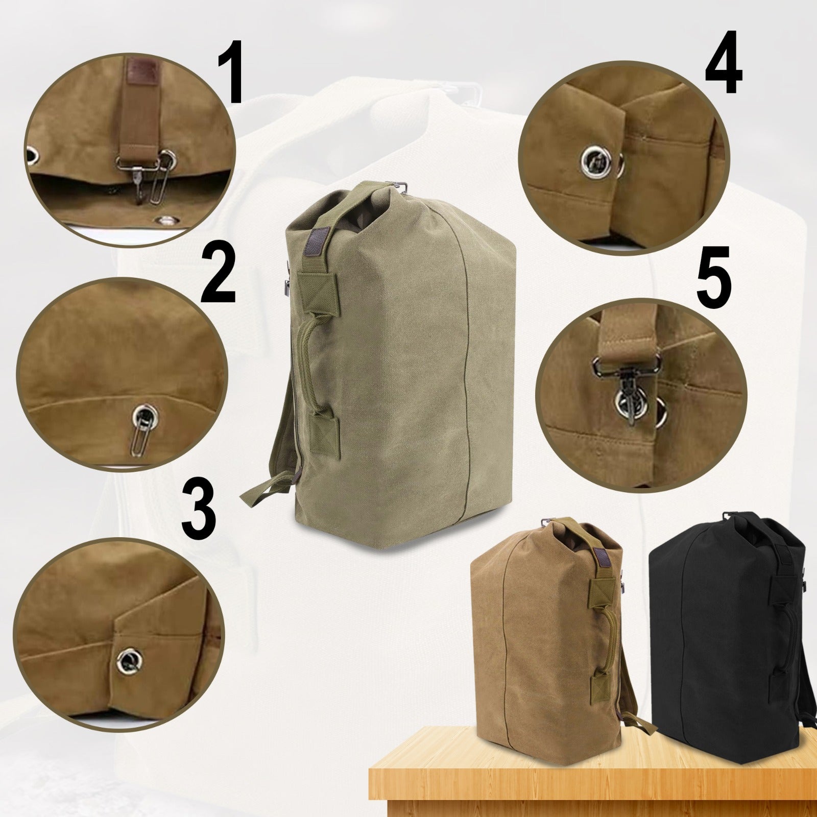 Mode Blend Tactical Duffel Bag for Travel + Complimentary Tote Bag