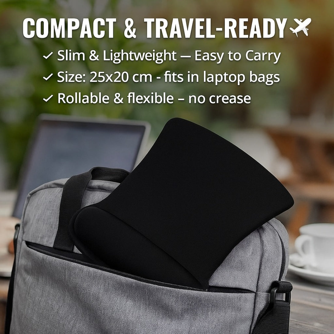 Mouse Pad Non Stitched Edge, Non-Slip Rubber Base, Soft Textured Surface, and Waterproof with Ultimate Comfort and Durability for Computers, Laptop, Office & Home Aesthetic Collection (Black with Cushion)