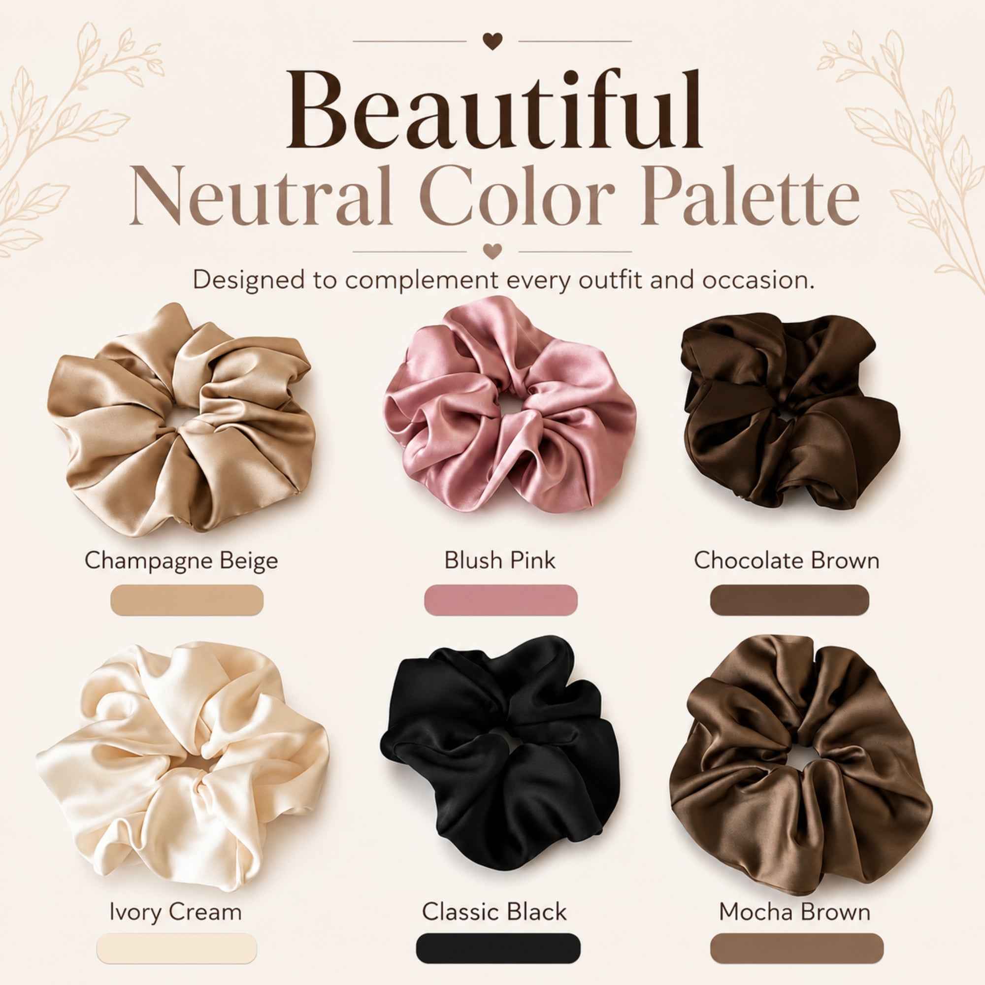 Scrunchies for Women Girls, Satin Hair Scrunchies Softer Than Silk Hair Ties, Big Scrunchy Ponytail Holder with Elastic Hair Bands for Thick Thin Curly Hair -6 Pack