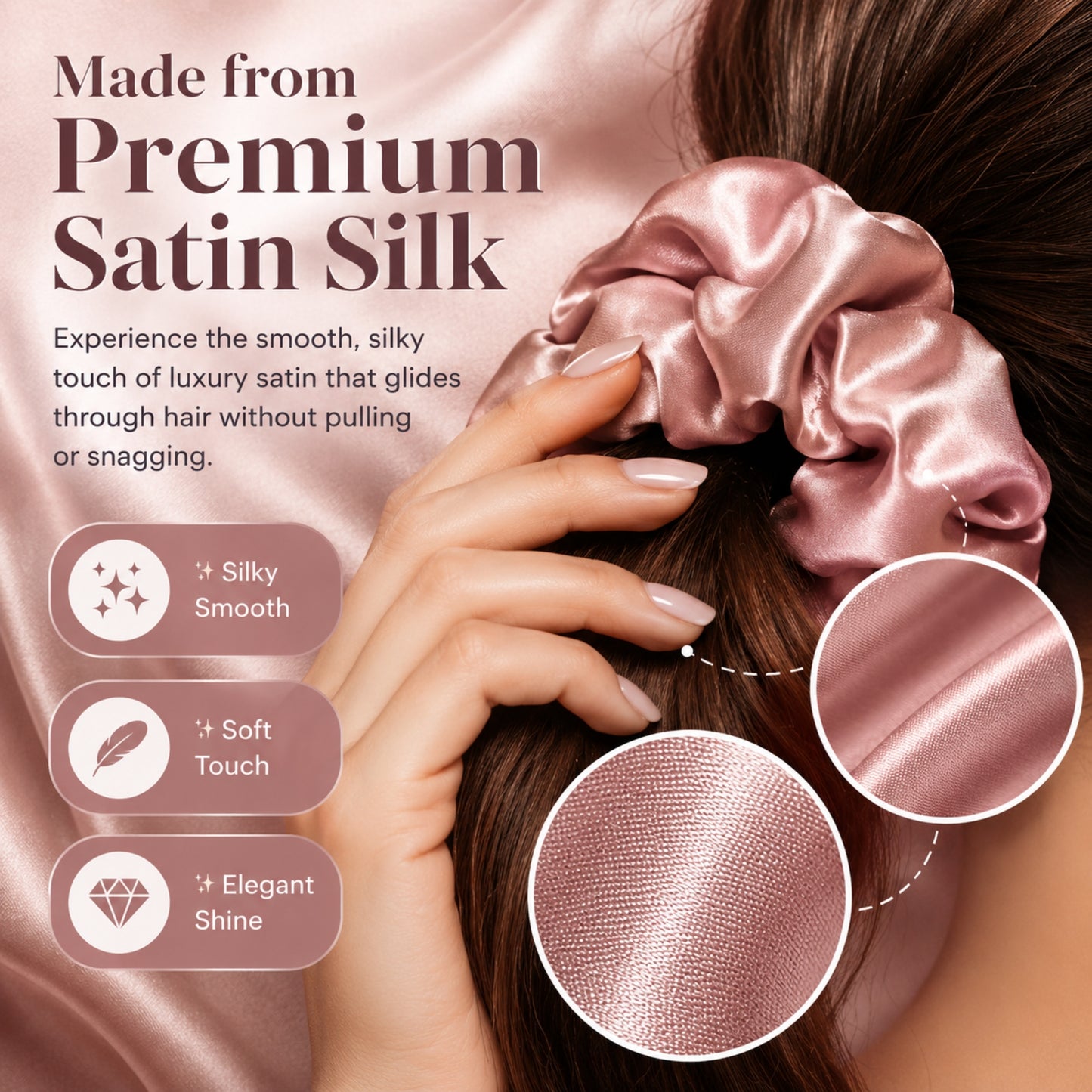 Scrunchies for Women Girls, Satin Hair Scrunchies Softer Than Silk Hair Ties, Big Scrunchy Ponytail Holder with Elastic Hair Bands for Thick Thin Curly Hair -6 Pack