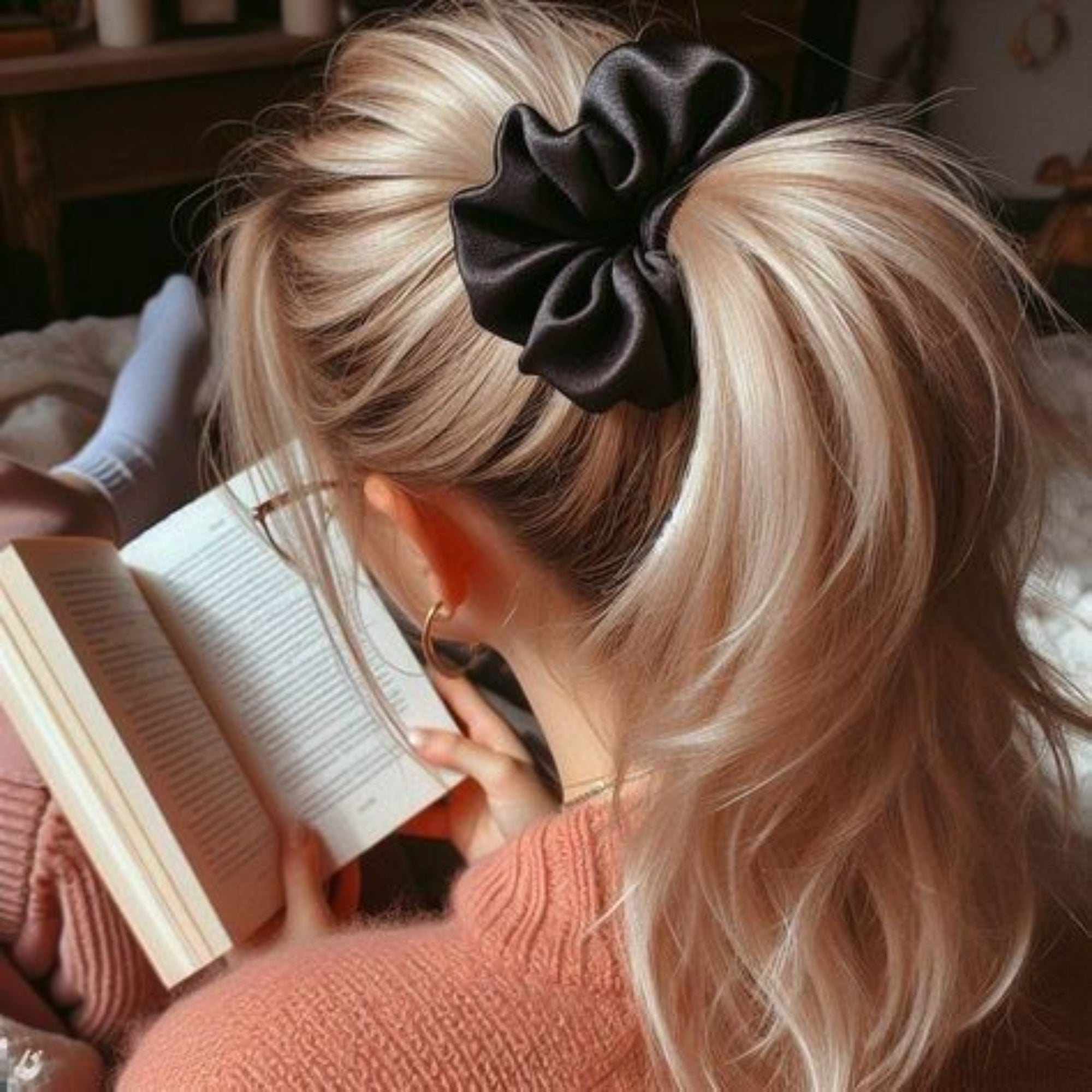 Scrunchies for Women Girls, Satin Hair Scrunchies Softer Than Silk Hair Ties, Big Scrunchy Ponytail Holder with Elastic Hair Bands for Thick Thin Curly Hair -6 Pack