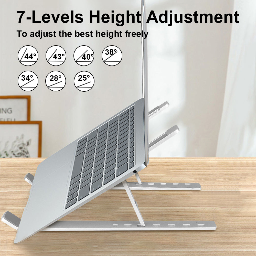 Mode Blend Laptop Stand Aluminum Alloy, Foldable & Lightweight, Adjustable 7 Angles (15°-45°), Ergonomic & Anti-Slip, Heat Dissipation, Supports 10"-15.6" Laptops up to 40 lbs, Perfect for Office, Home, Travel & Study