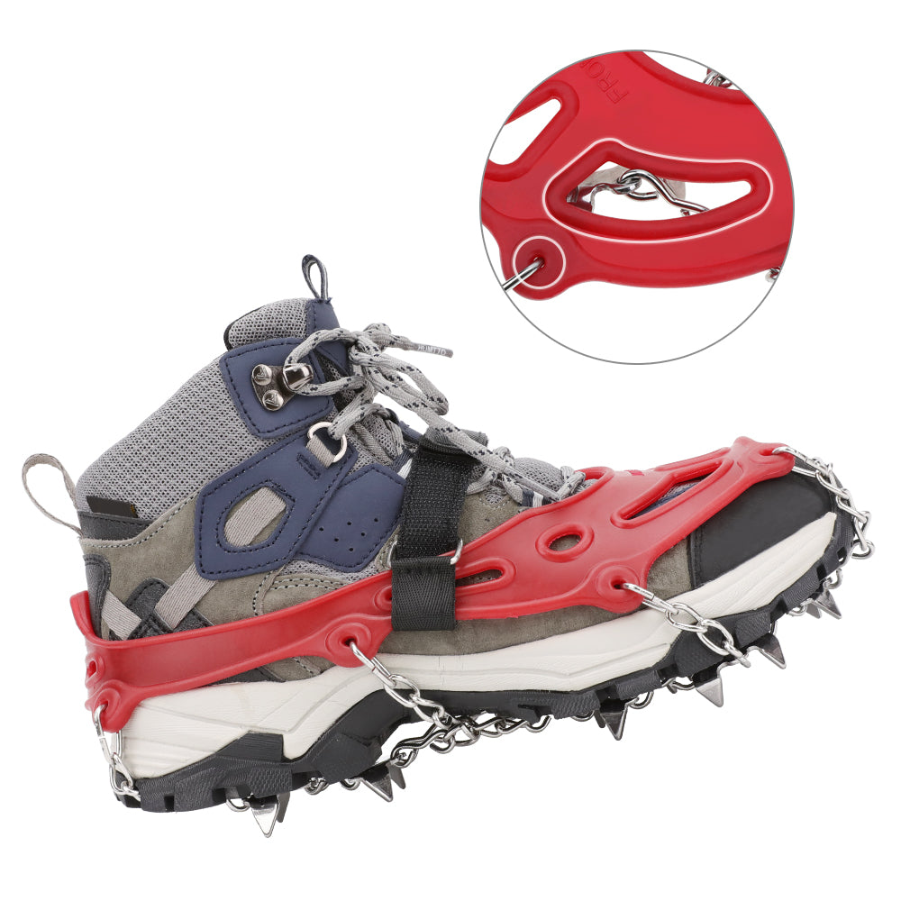 Ice Cleats Traction Snow Grips for Boots & Shoes 12 Stainless Steel Spikes, Anti-Slip, Adjustable, Anti-Freeze for Hiking, Walking, Mountaineering, Fishing (Unisex)