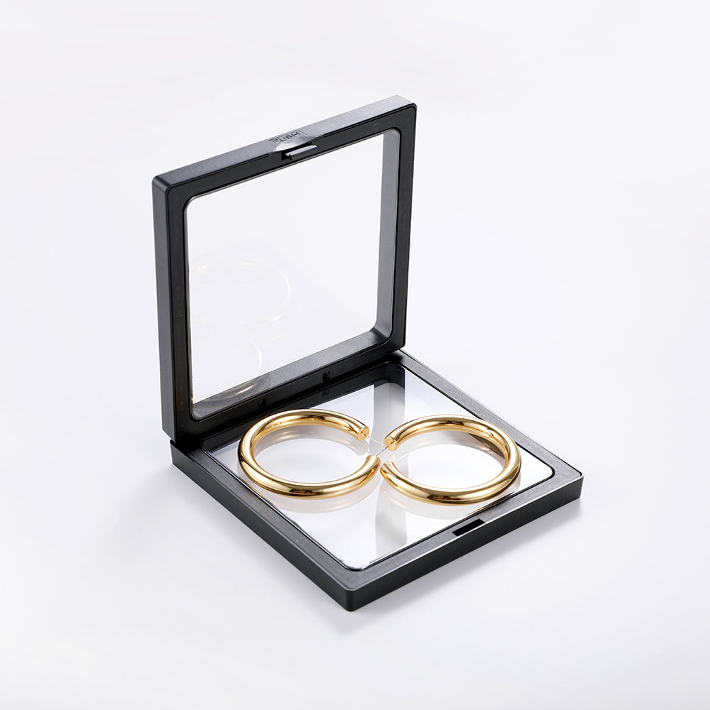 Simple Solid C-Shaped Jewelry Earrings Brass Plated with 14K Gold Hypoallergenic Steel Needle For Women & Ladies