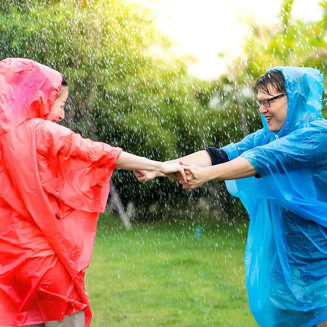 Lightweight PVC Emergency Unisex Waterproof Rain Poncho Random Colours Blue, Red or Yellow