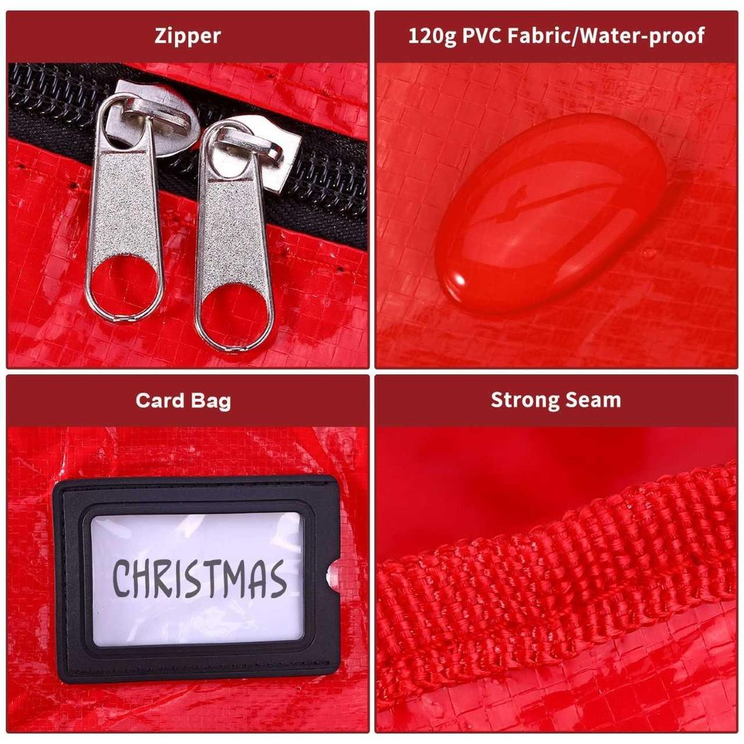 Vinsani Jumbo Heavy Duty Christmas Tree Storage Bag – Fits Trees Up to 7ft | Dual Zip, Water-Resistant Organizer with Strong Carry Handles for Sectional Artificial Trees