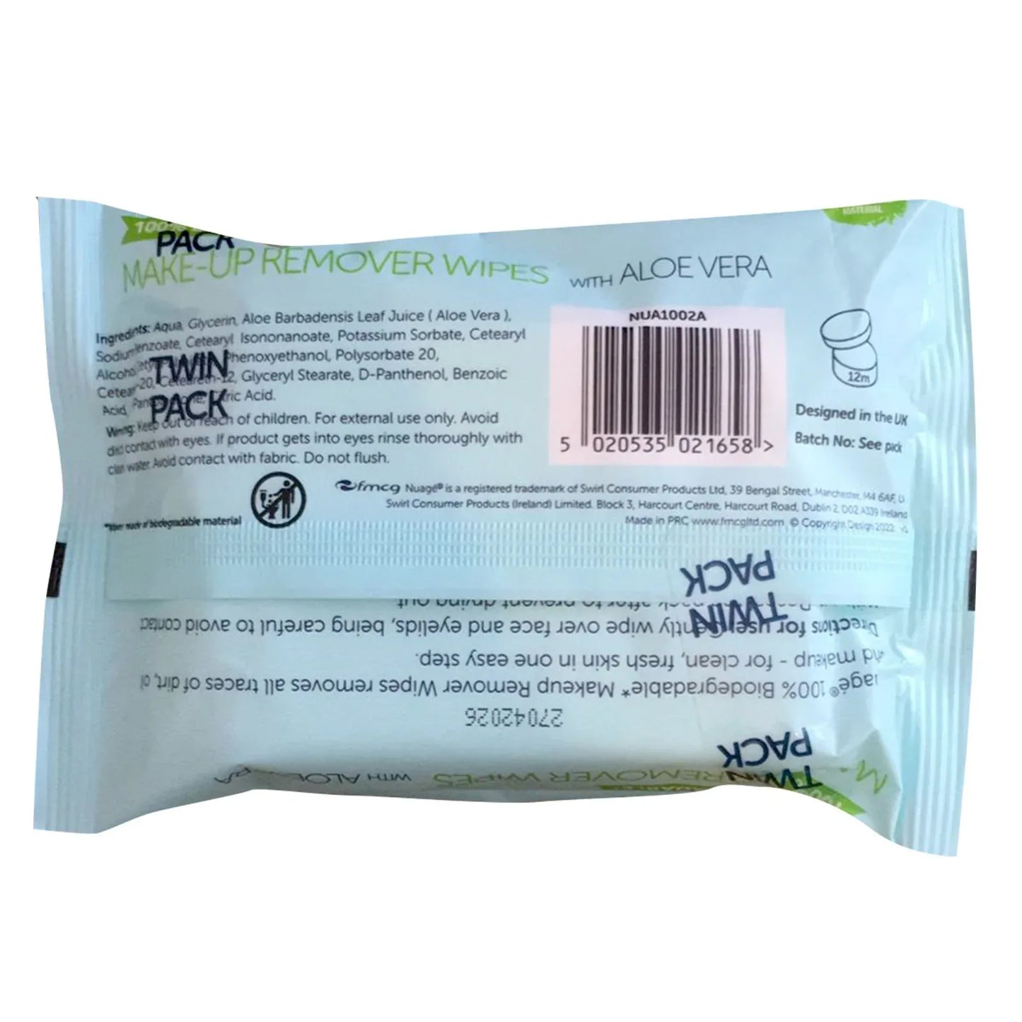 Makeup Remover Wipes with Aloe Vera, Effective Hydrating Face Wipes with Organic Aloe Vera Twin Pack of 80 Wipes, 2 pack - Mode Blend