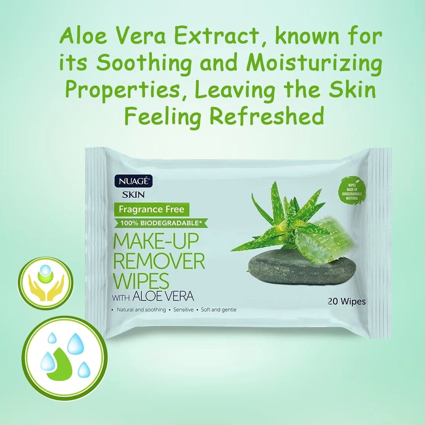 Makeup Remover Wipes with Aloe Vera, Effective Hydrating Face Wipes with Organic Aloe Vera Twin Pack of 80 Wipes, 2 pack - Mode Blend