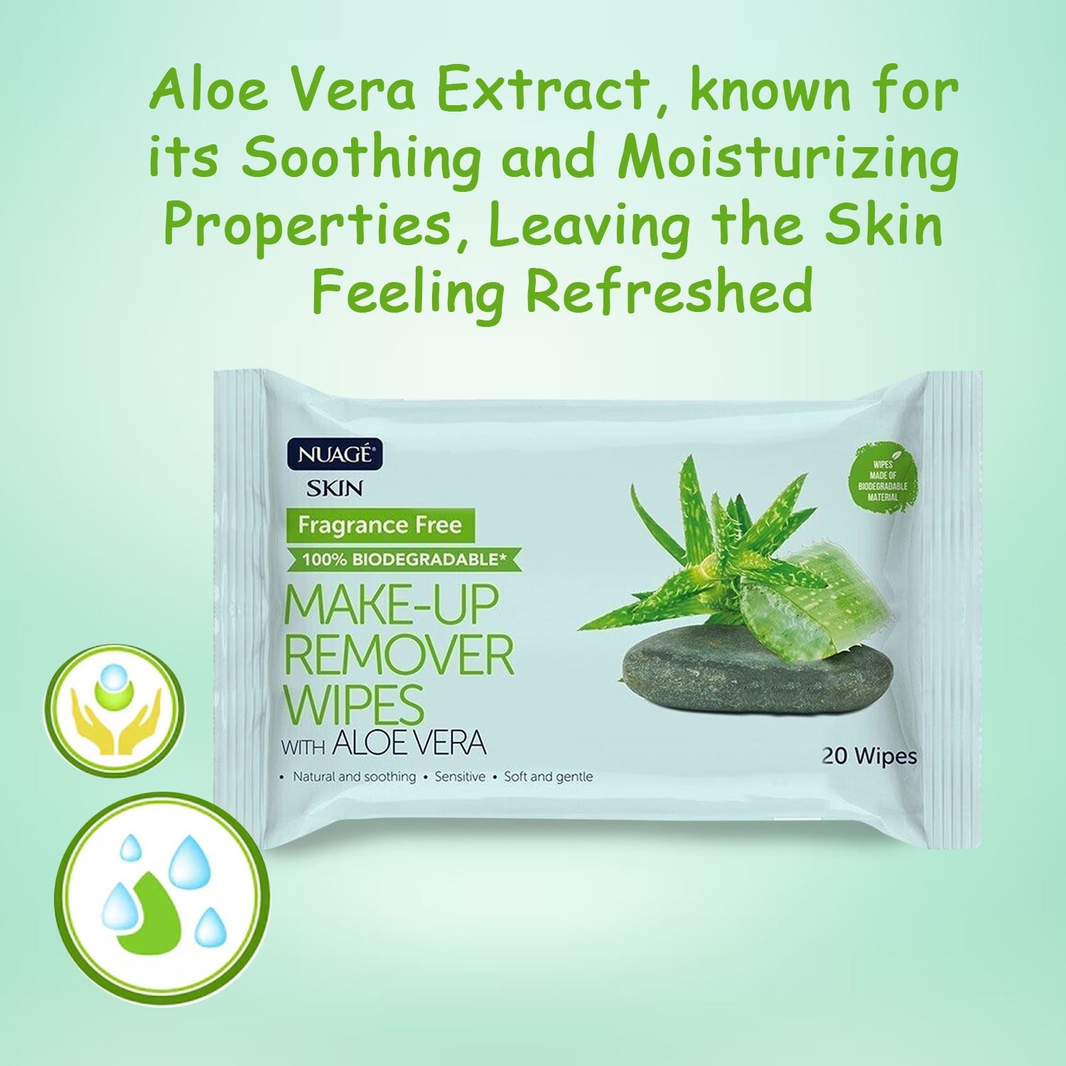 Makeup Remover Wipes with Aloe Vera, Effective Hydrating Face Wipes with Organic Aloe Vera Twin Pack of 80 Wipes, 2 pack