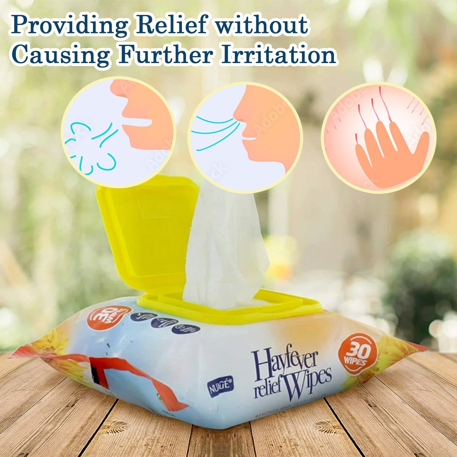 Mode Blend Nuage Hayfever Allergy Relief Face & Hand Wipes | Dust & Pollen, 2 Packet