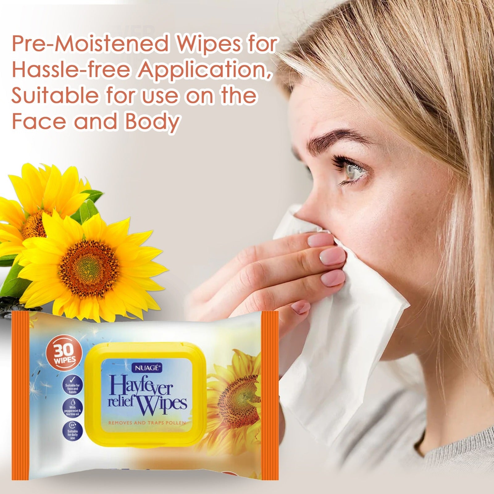 Mode Blend Nuage Hayfever Allergy Relief Face & Hand Wipes | Dust & Pollen, 2 Packet