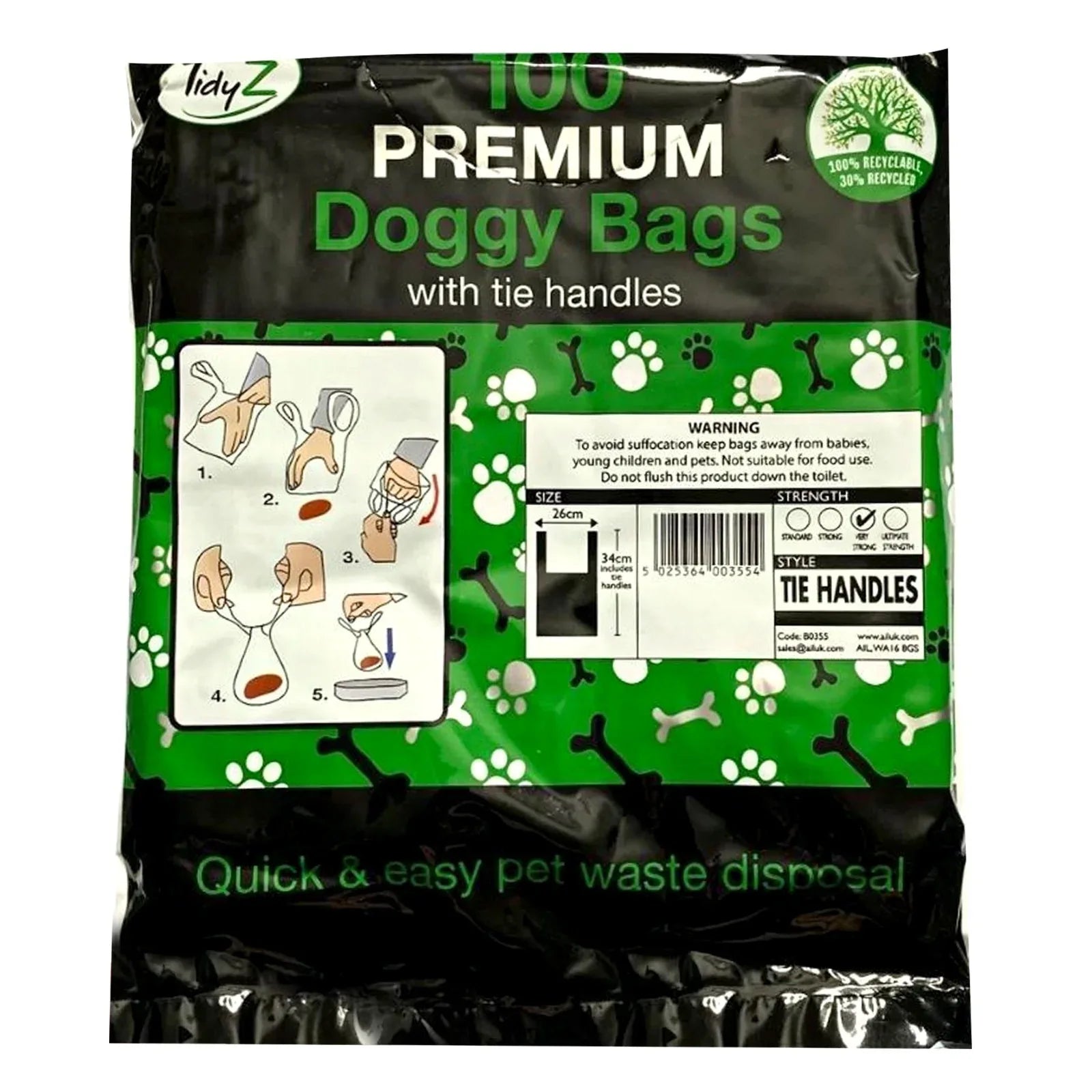 Mode Blend Tidyz Lemon Scented Premium Degradable Doggy Poo Bags with Strong Tie Handles, 3 Pack, 300 Bags - Perfect for your pet's poop clean-up - Mode Blend