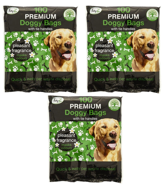 Mode Blend Tidyz Lemon Scented Premium Degradable Doggy Poo Bags with Strong Tie Handles, 3 Pack, 300 Bags - Perfect for your pet's poop clean-up