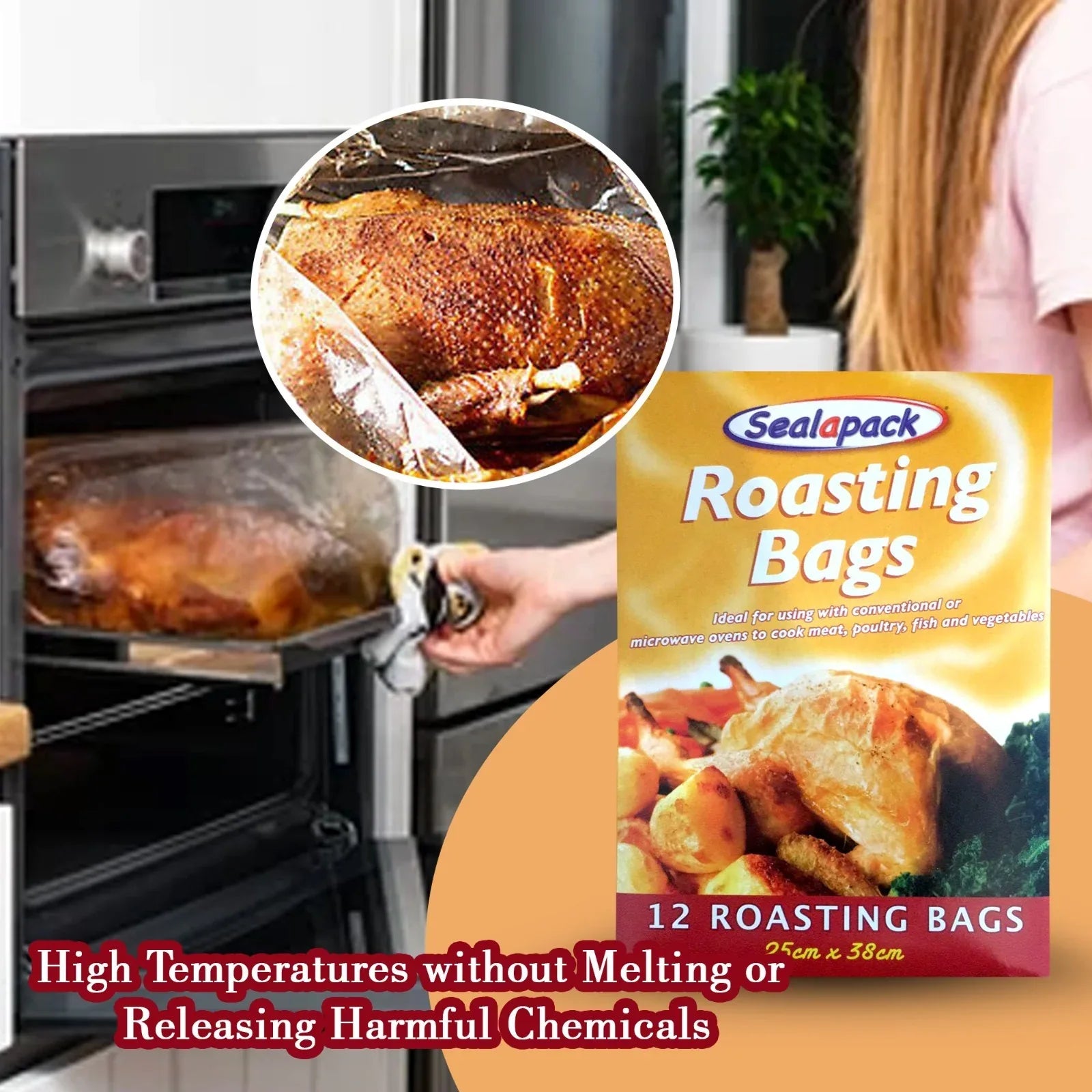 Mode Blend Sealapack Oven Roasting Bags for Easy Cooking Meat, Chicken, Fish & Veggies, 12 Pieces per Pack (Pack of 2) - Mode Blend