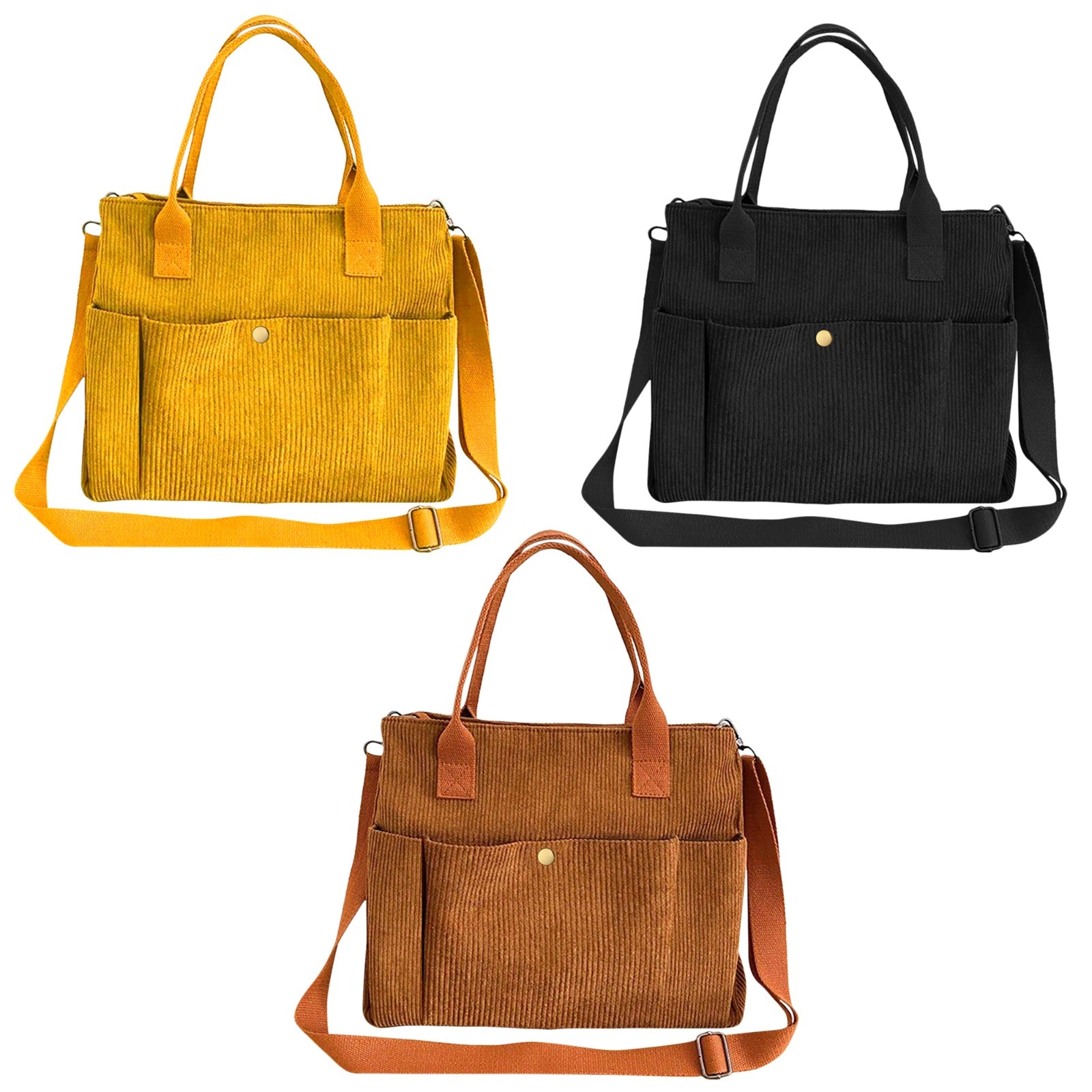 Versatile Corduroy Canvas Side Bag and Crossbody Tote, Perfect for College, Work, Travel, and Daily Use, Pack of 1