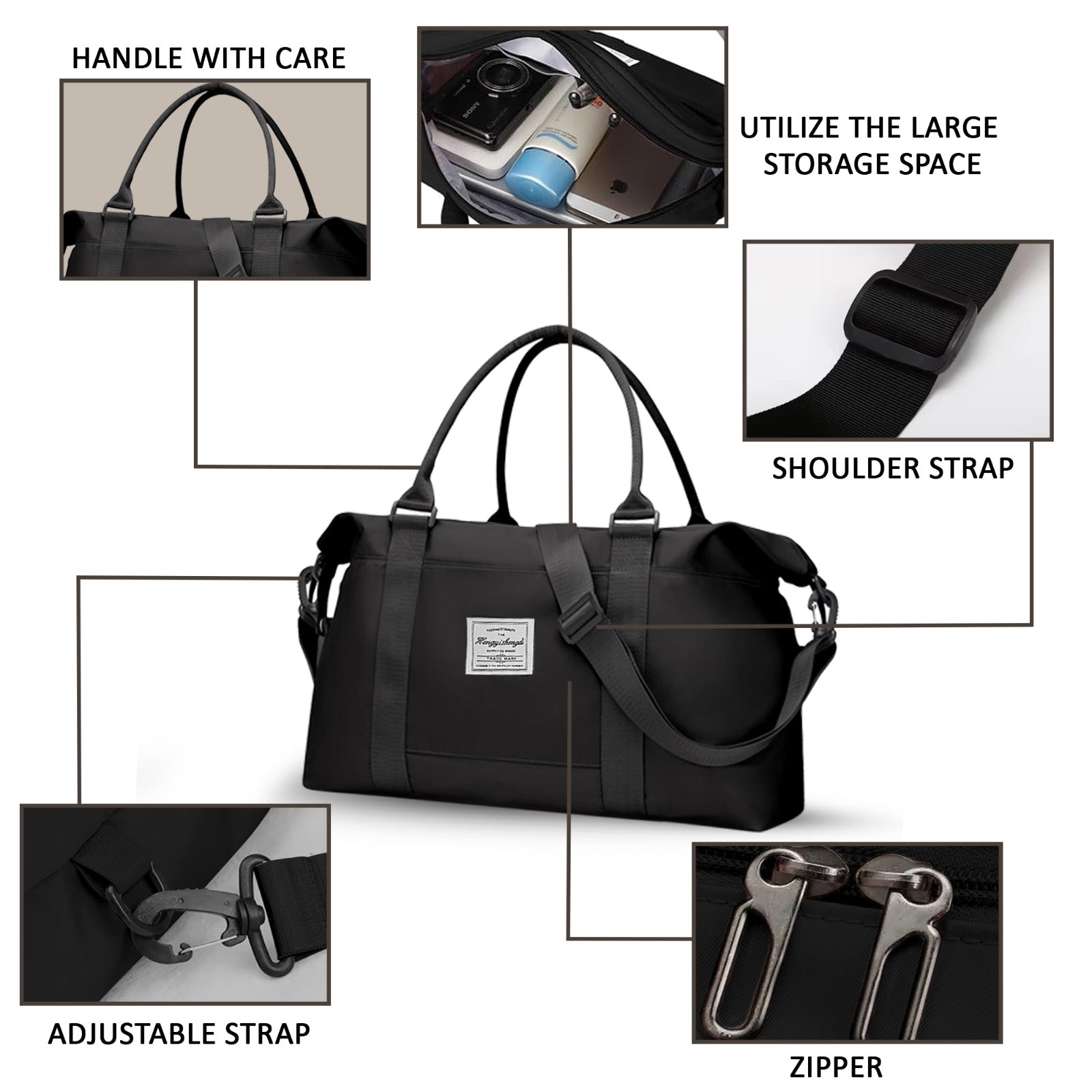 Large Capacity Duffel Travel Bag for Women and Men with Shoulder Strap – Lightweight Foldable Weekender Gym Bag Carry-On for Airplane – Includes Free Bonus Tote Bag in Assorted Colors