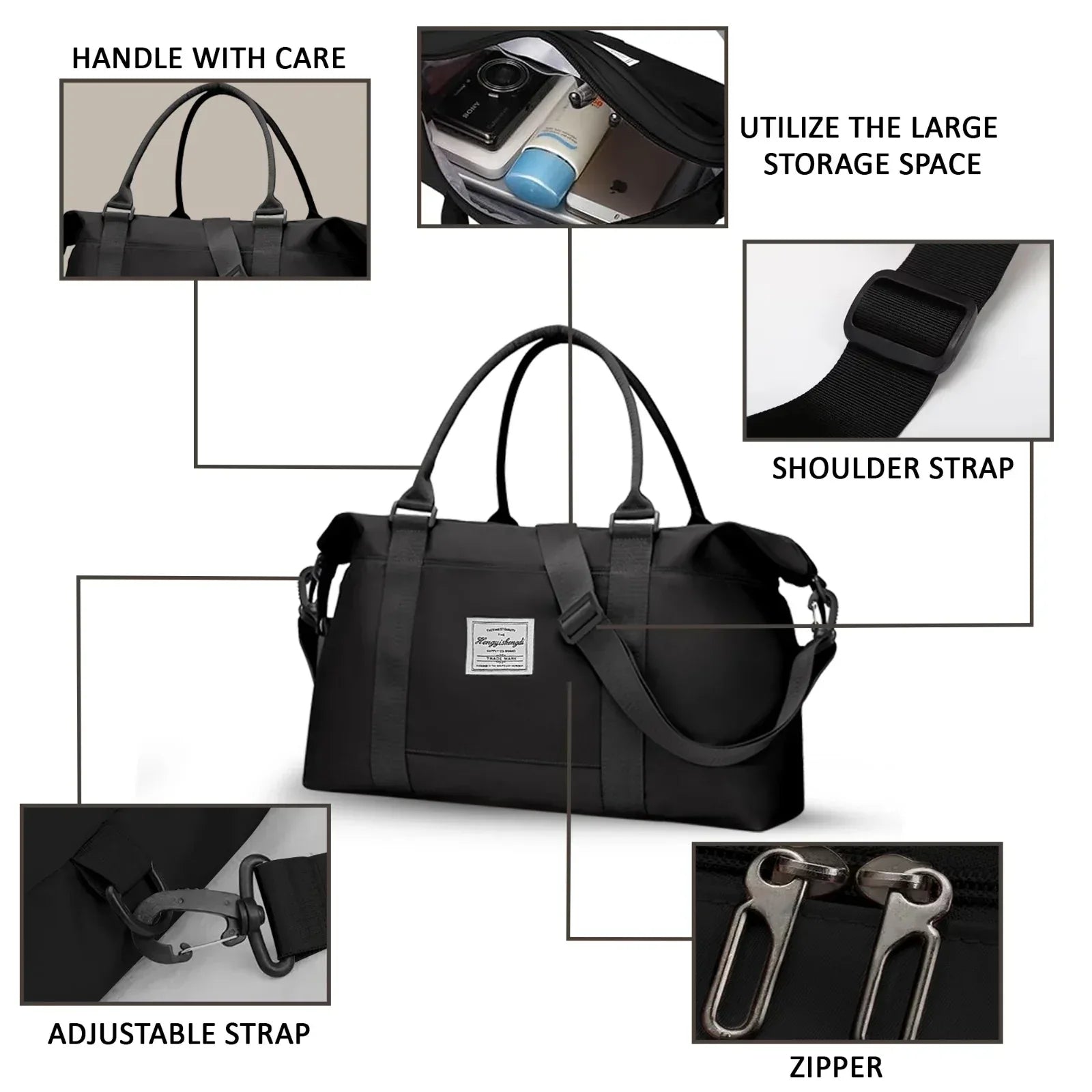 Large Capacity Duffel Travel Bag for Women and Men with Shoulder Strap – Lightweight Foldable Weekender Gym Bag Carry-On for Airplane – Includes Free Bonus Tote Bag in Assorted Colors - Mode Blend